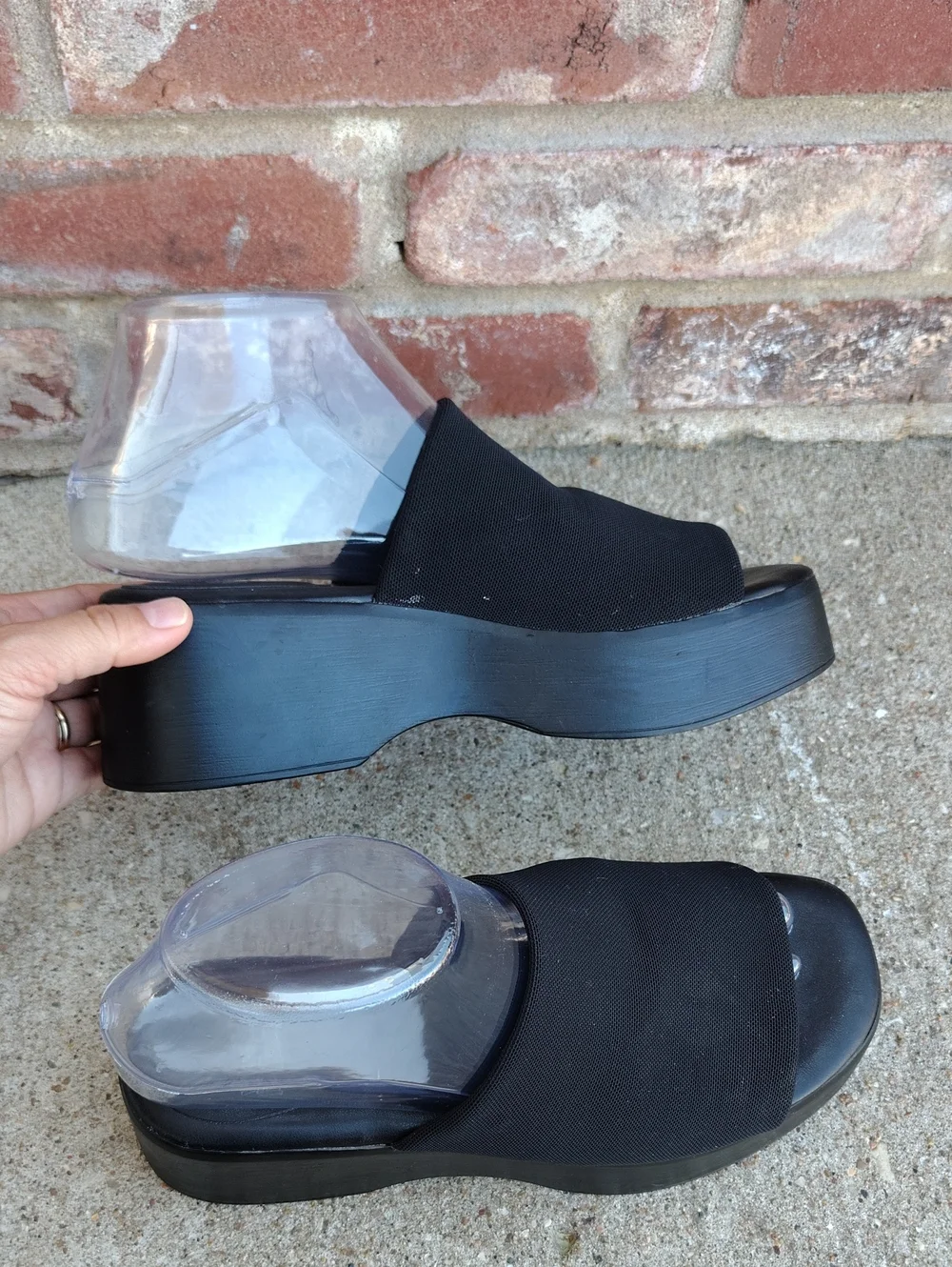 Wild Fable Knit Stretch Black Platform Sandals Size 6 Y2K Whimsigoth Retro